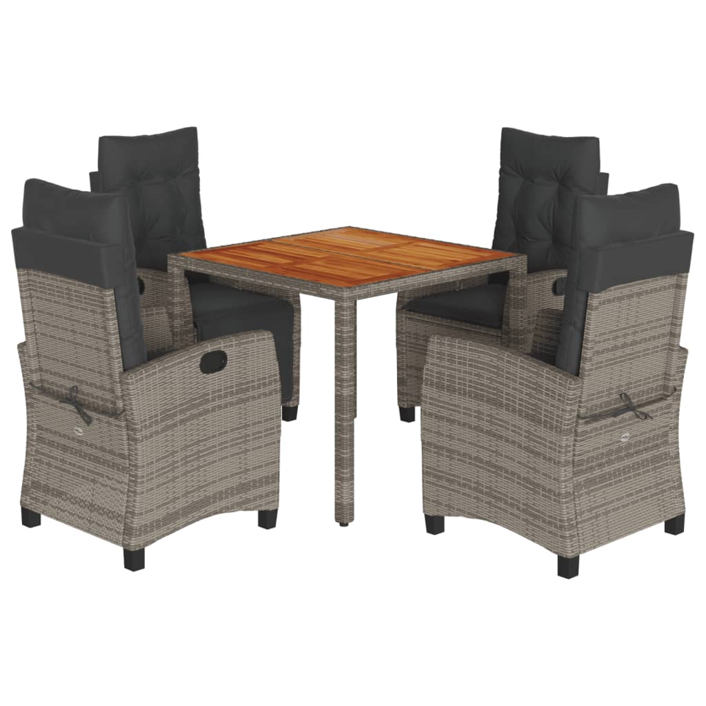 Σετ Τραπεζαρίας Κήπου 5 τεμ. Γκρι Συνθ. Ρατάν με Μαξιλάρια