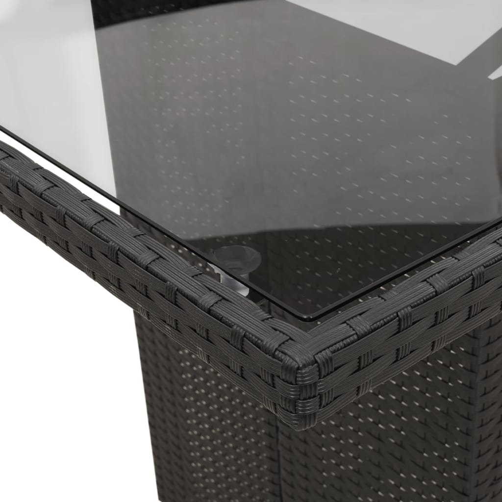 Σετ Τραπεζαρίας Κήπου 7 Τεμ. Μαύρο Συνθετικό Ρατάν με Μαξιλάρια