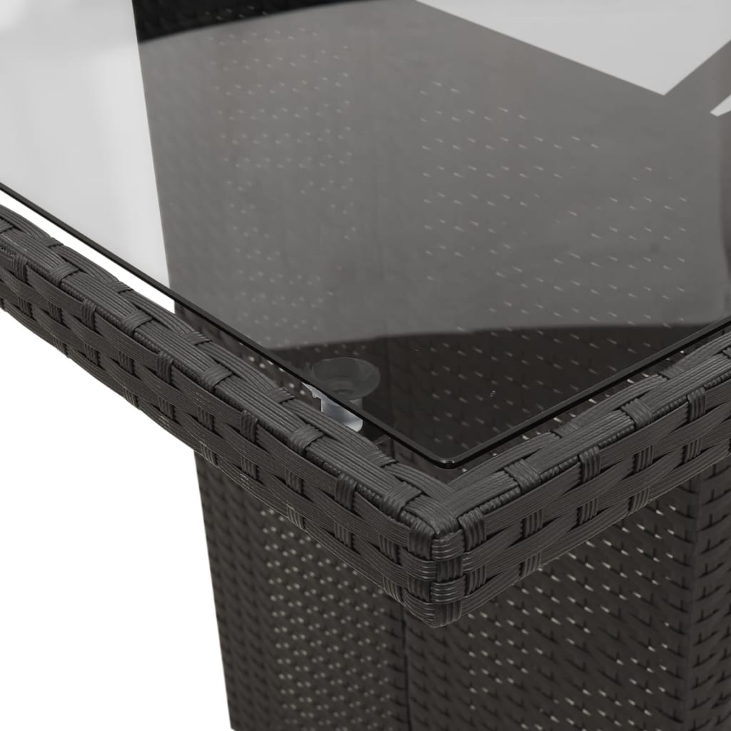 Σετ Τραπεζαρίας Κήπου 9 τεμ Μαύρο από Συνθ. Ρατάν με Μαξιλάρια