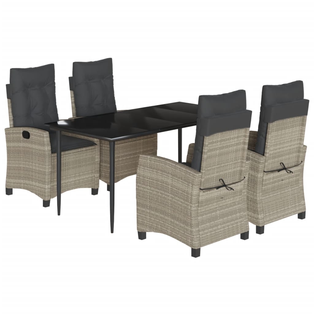 Σετ Τραπεζαρίας Κήπου 5 τεμ. Αν. Γκρι Συνθ. Ρατάν με Μαξιλάρια