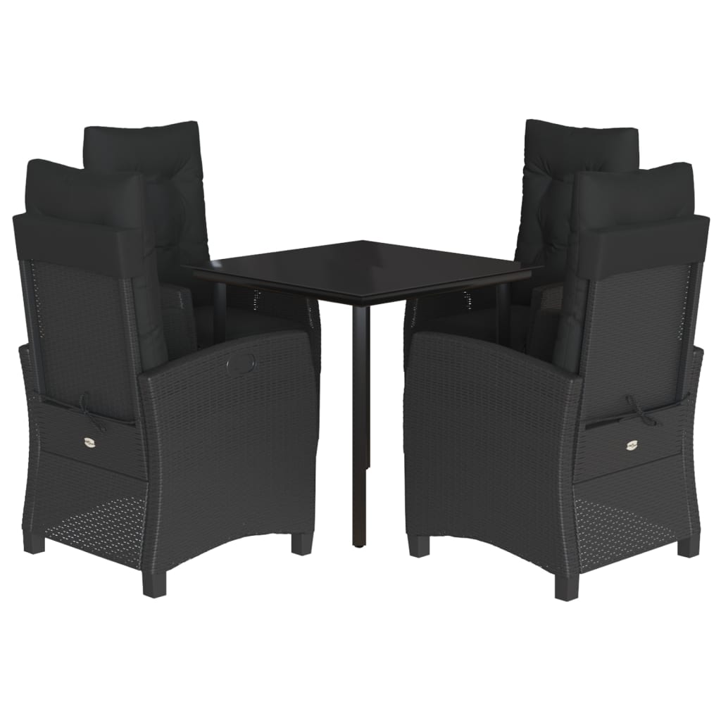 Σετ Τραπεζαρίας Κήπου 5 Τεμαχίων Μαύρο Συνθ. Ρατάν με Μαξιλάρια