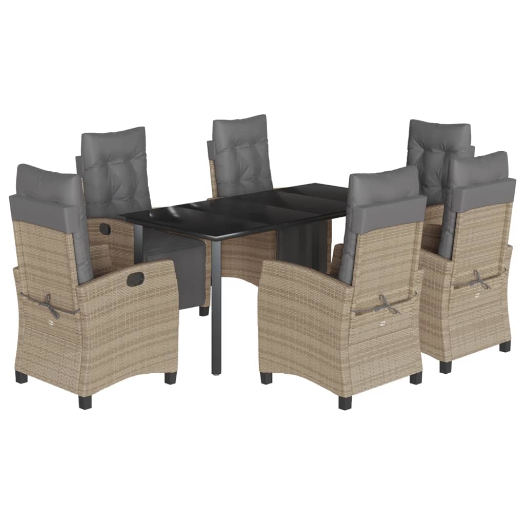 Σετ Τραπεζαρίας Κήπου 7 τεμ. Μικτό Μπεζ Συνθ. Ρατάν & Μαξιλάρια