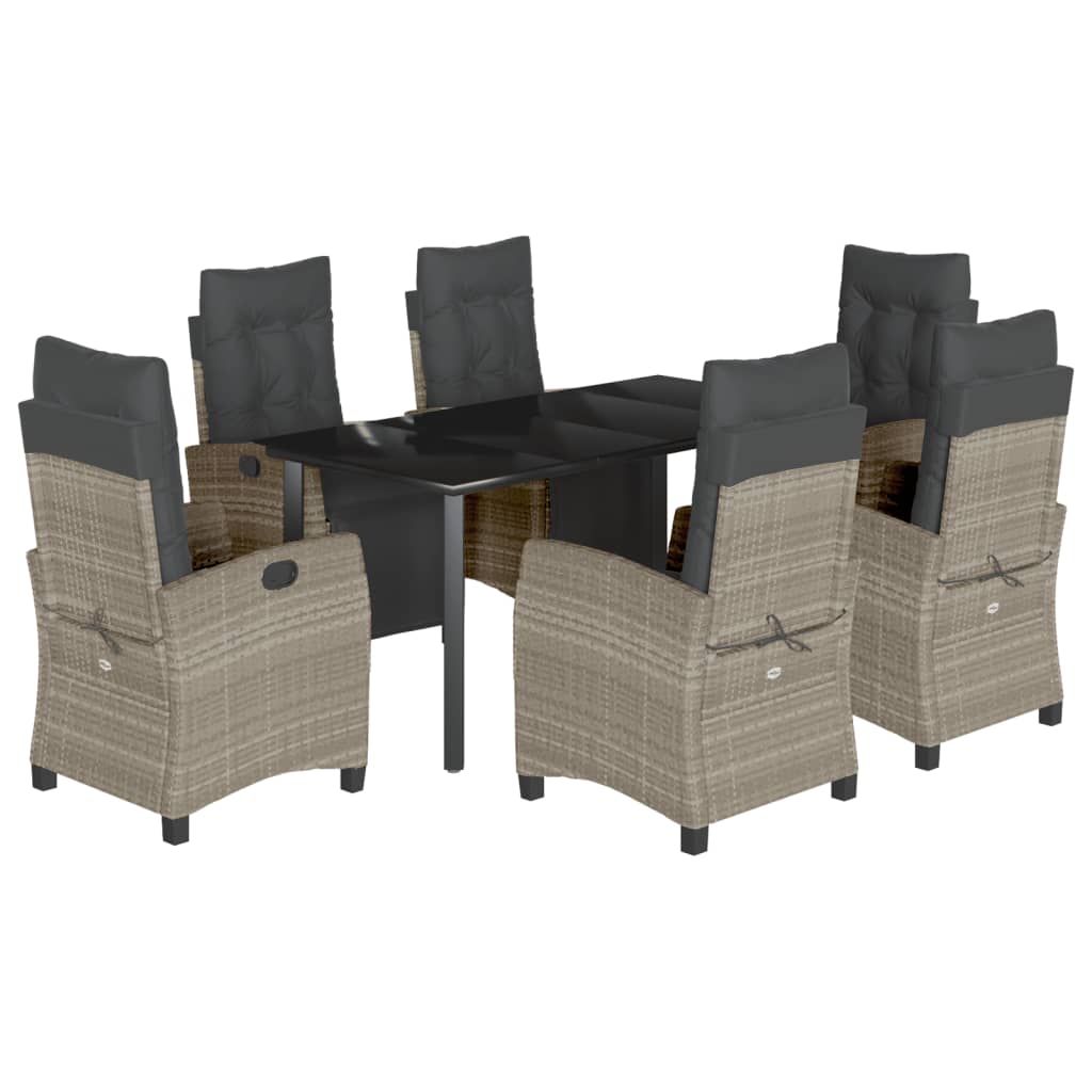 Σετ Τραπεζαρίας Κήπου 7 τεμ. Αν. Γκρι Συνθ. Ρατάν με Μαξιλάρια