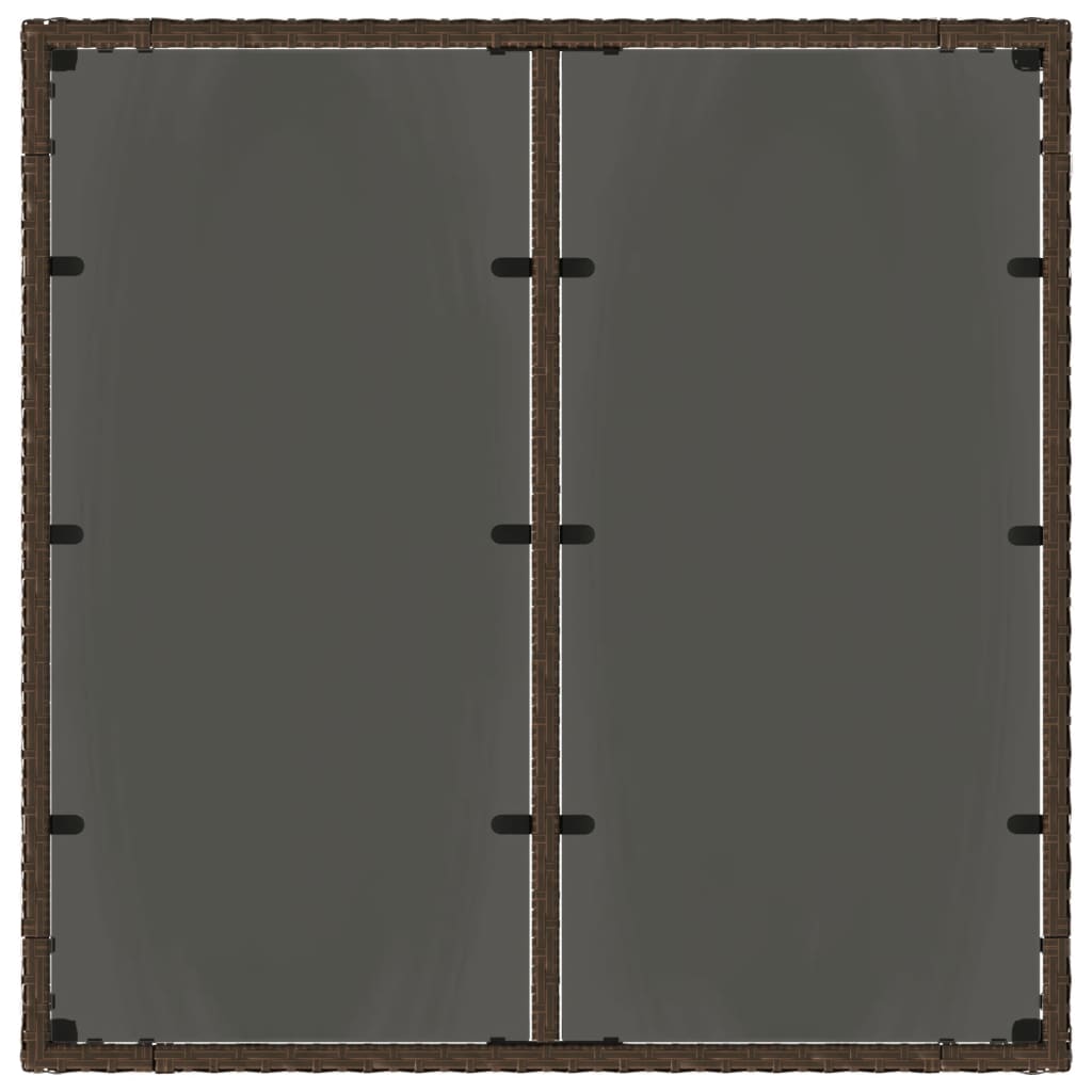 Τραπέζι Κήπου με Γυάλινη Επιφάνεια Καφέ 90x90x75 εκ Συνθ. Ρατάν