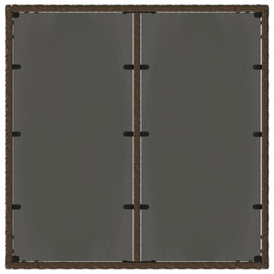 Τραπέζι Κήπου με Γυάλινη Επιφάνεια Καφέ 90x90x75 εκ Συνθ. Ρατάν