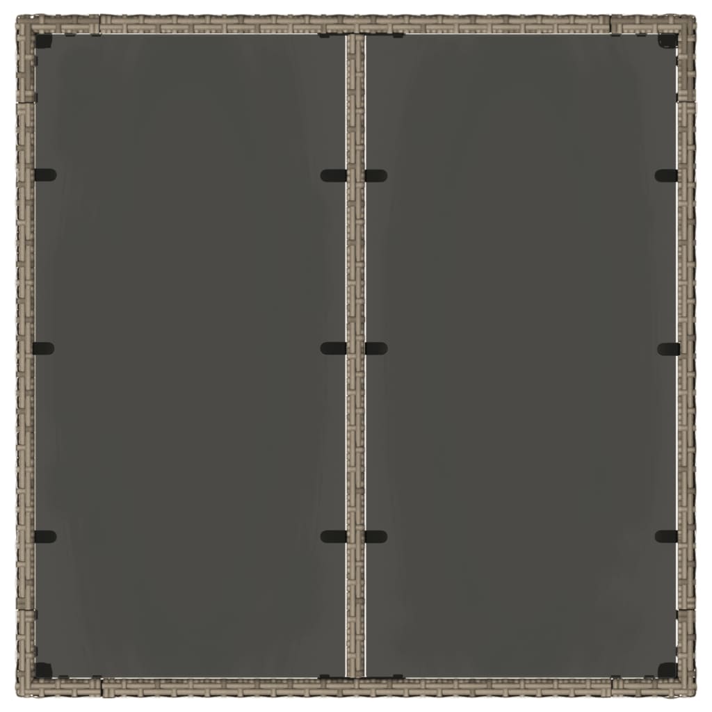 Τραπέζι Κήπου με Γυάλινη Επιφάνεια Γκρι 90x90x75 εκ Συνθ. Ρατάν