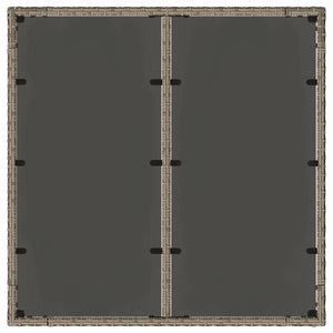 Τραπέζι Κήπου με Γυάλινη Επιφάνεια Γκρι 90x90x75 εκ Συνθ. Ρατάν