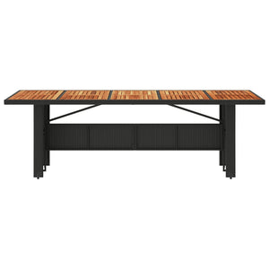 Τραπέζι Κήπου Επιφάνεια Ακακίας Μαύρο 240x90x75 εκ Συνθ Ρατάν