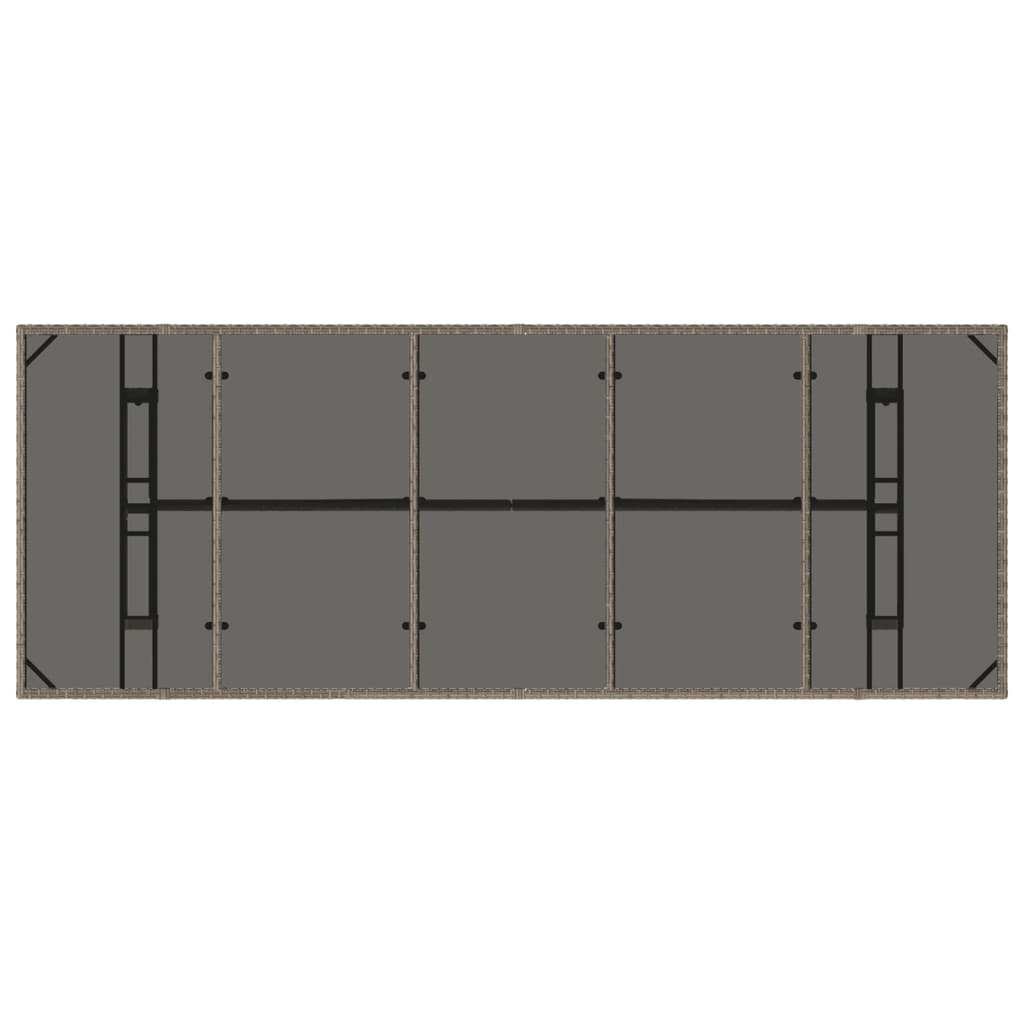 Τραπέζι Κήπου με Γυάλινη Επιφάνεια Γκρι 240x90x75 εκ Συνθ Ρατάν