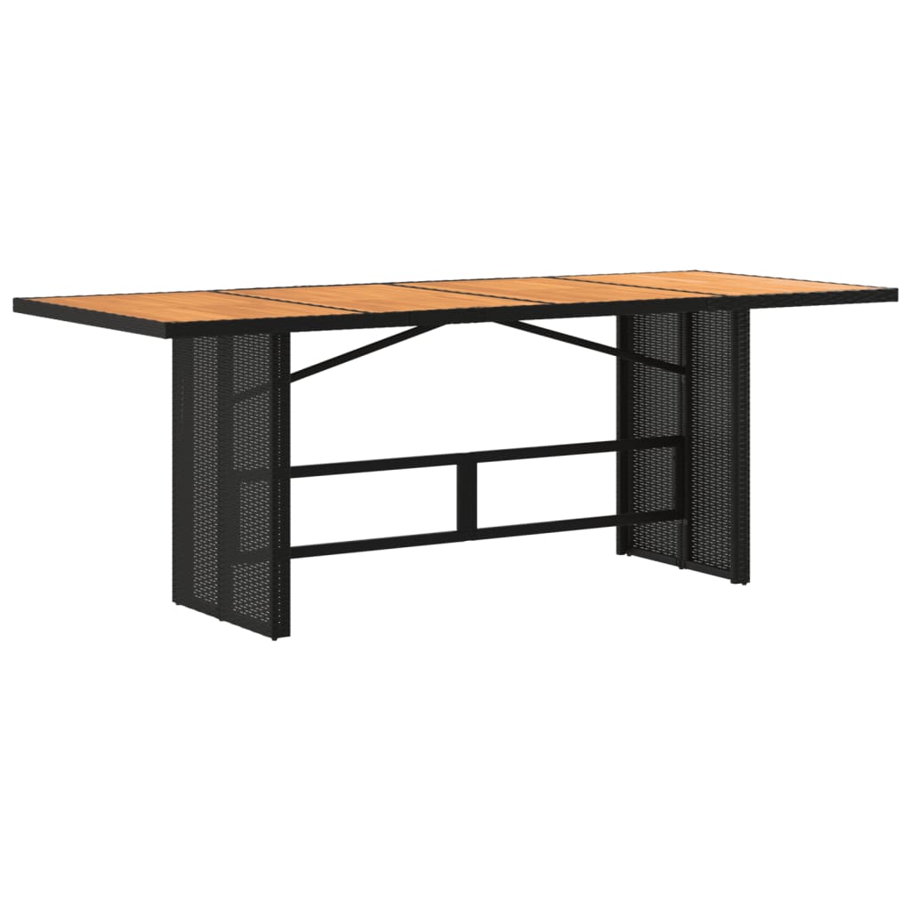 Τραπέζι Κήπου Επιφάνεια Ακακίας Μαύρο 190x80x75 εκ Συνθ Ρατάν