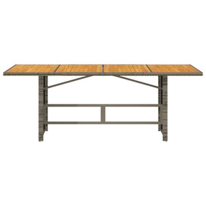 Τραπέζι Κήπου Επιφάνεια Ακακίας Γκρι 190x80x75 εκ Συνθ. Ρατάν