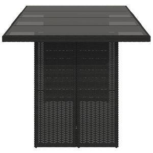 Τραπέζι Κήπου με Γυάλινη Επιφάνεια Μαύρο 190x80x75 εκ Ρατάν