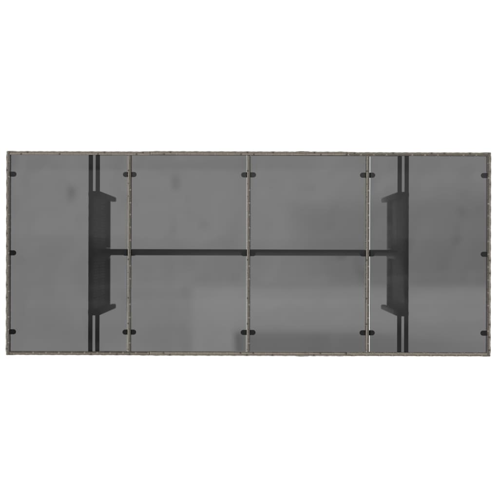 Τραπέζι Κήπου με Γυάλινη Επιφάνεια Γκρι 190x80x75 εκ Ρατάν