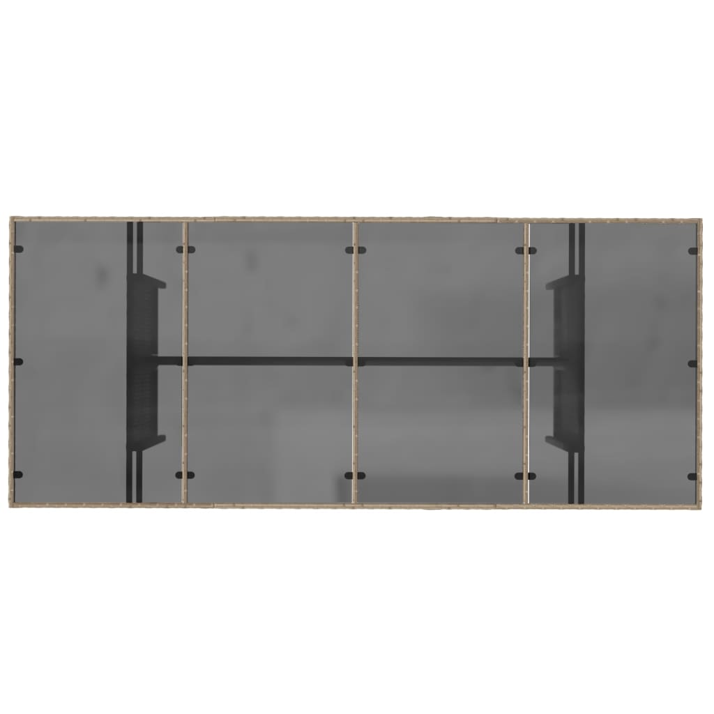 Τραπέζι Κήπου Γυάλινη Επιφάνεια Μπεζ 190x80x75 εκ. Συνθ. Ρατάν
