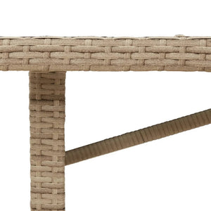 Τραπέζι Κήπου Γυάλινη Επιφάνεια Μπεζ 190x80x75 εκ. Συνθ. Ρατάν