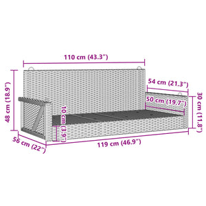 Παγκάκι Κούνια Μαύρο 119x56x48 εκ. από Συνθετικό Ρατάν
