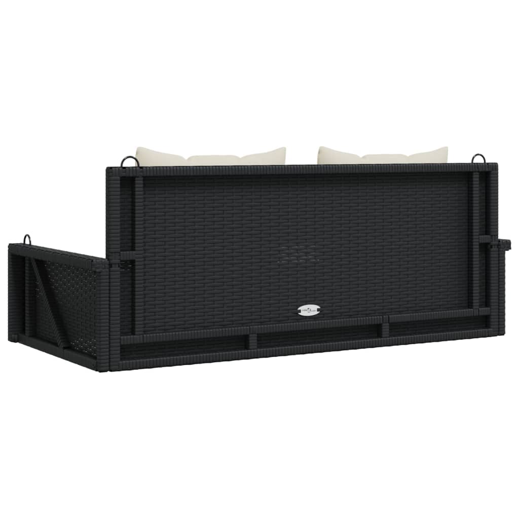 Παγκάκι Κούνιας με Μαξιλάρια Μαύρο 119x56x48 εκ. από Συνθετικό Ρατάν - Pakobazaar