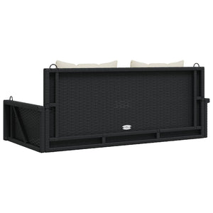 Παγκάκι Κούνιας με Μαξιλάρια Μαύρο 119x56x48 εκ. από Συνθετικό Ρατάν - Pakobazaar