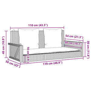 Παγκάκι Κούνια Μπεζ 119x56x48 εκ. Συνθετικό Ρατάν με Μαξιλάρια