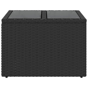 Τραπέζι Κήπου με Γυάλινη Επιφάνεια Μαύρο 55x55x37 εκ. από Συνθετικό Ρατάν