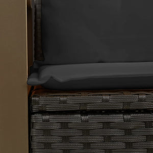 Καναπές Κήπου Διθέσιος Μαύρος από Συνθετικό Ρατάν με Μαξιλάρια