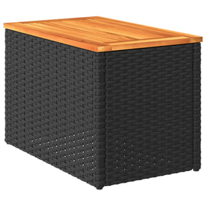 Τραπεζάκια Κήπου 2 τεμ. Μαύρα 55x34x37εκ. Συνθ.Ρατάν/Μασίφ Ξύλο