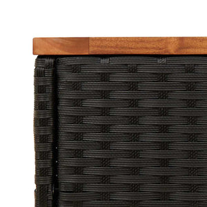 Βοηθητικό Τραπεζάκι Κήπου με Ξύλινη Επιφάνεια Μαύρο 58x27,5x55 εκ. από Συνθετικό Ρατάν