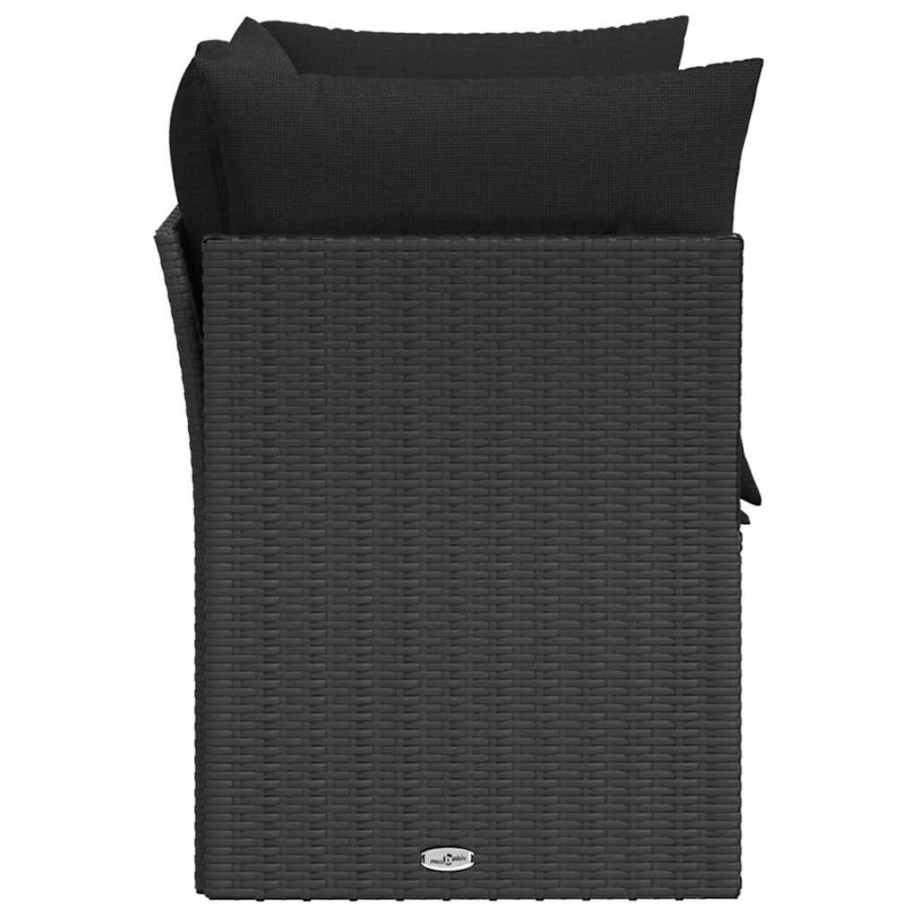 Καναπές Κήπου Διθέσιος με Μαξιλάρια Μαύρος από Συνθετικό Ρατάν