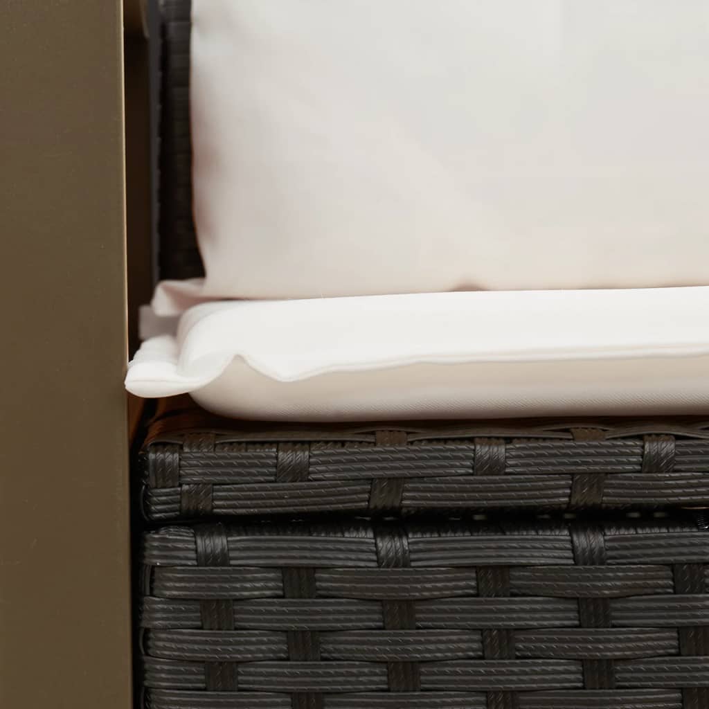 Καναπές Κήπου Διθέσιος Μαύρος από Συνθετικό Ρατάν με Μαξιλάρια