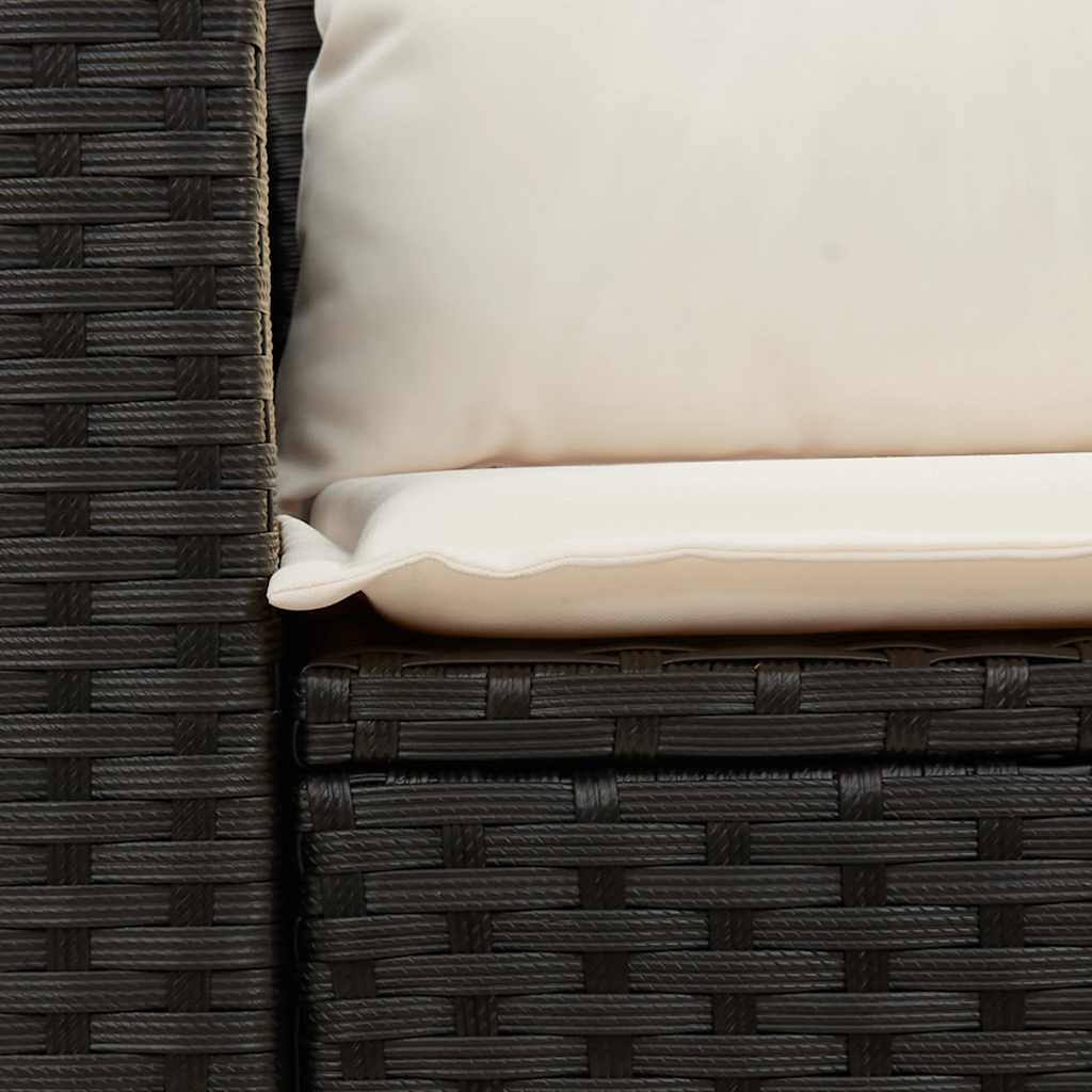 Καναπές Κήπου Διθέσιος Μαύρος από Συνθετικό Ρατάν με Μαξιλάρια