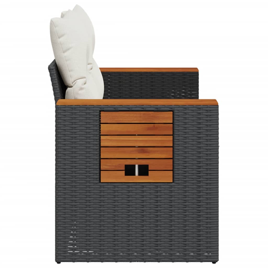 Καναπές Κήπου Διθέσιος Μαύρος από Συνθετικό Ρατάν με Μαξιλάρια - Pakobazaar