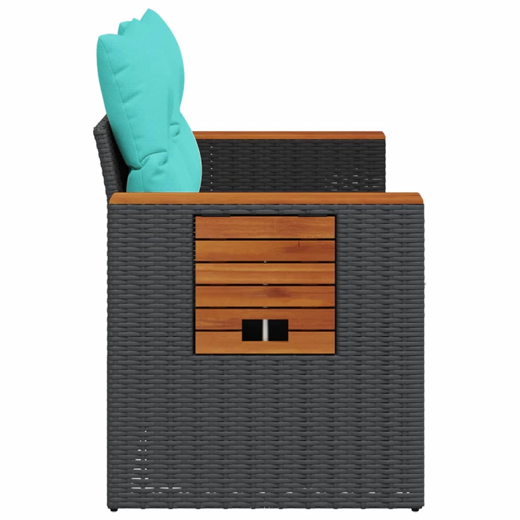 Καναπές Κήπου Διθέσιος με Μαξιλάρια Μαύρος από Συνθετικό Ρατάν - Pakobazaar