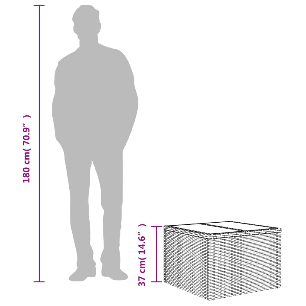 Τραπέζι Κήπου με Γυάλινη Επιφάνεια Μπεζ 55x55x37 εκ Συνθ Ρατάν