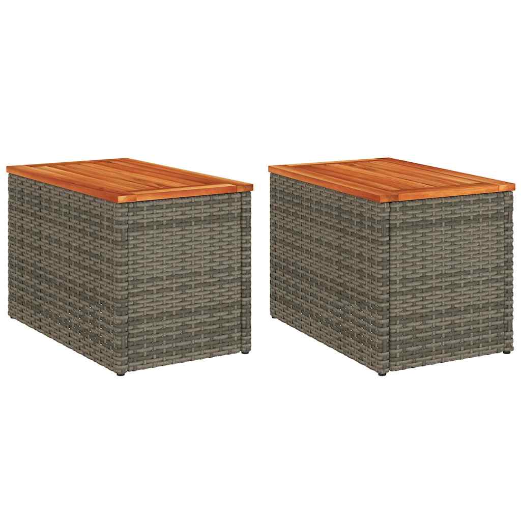 Τραπεζάκια Κήπου 2 τεμ. Γκρι 55x34x37εκ. Συνθ.Ρατάν/Μασίφ Ξύλο