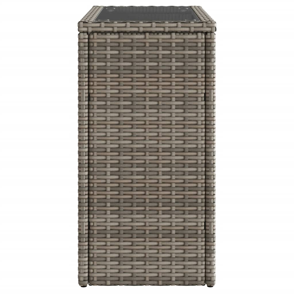 Τραπέζι Κήπου με Γυάλινη Επιφ. Γκρι 58x27,5x55 εκ. Συνθ. Ρατάν