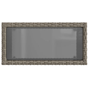 Τραπέζι Κήπου με Γυάλινη Επιφ. Γκρι 58x27,5x55 εκ. Συνθ. Ρατάν