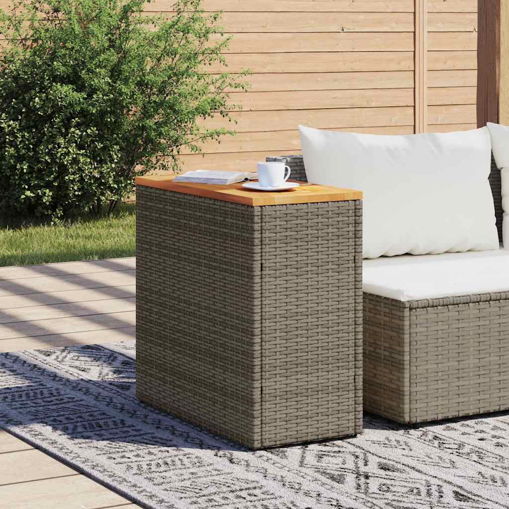 Τραπέζι Κήπου με Ξύλινη Επιφάνεια Γκρι 58x27,5x55εκ Συνθ. Ρατάν