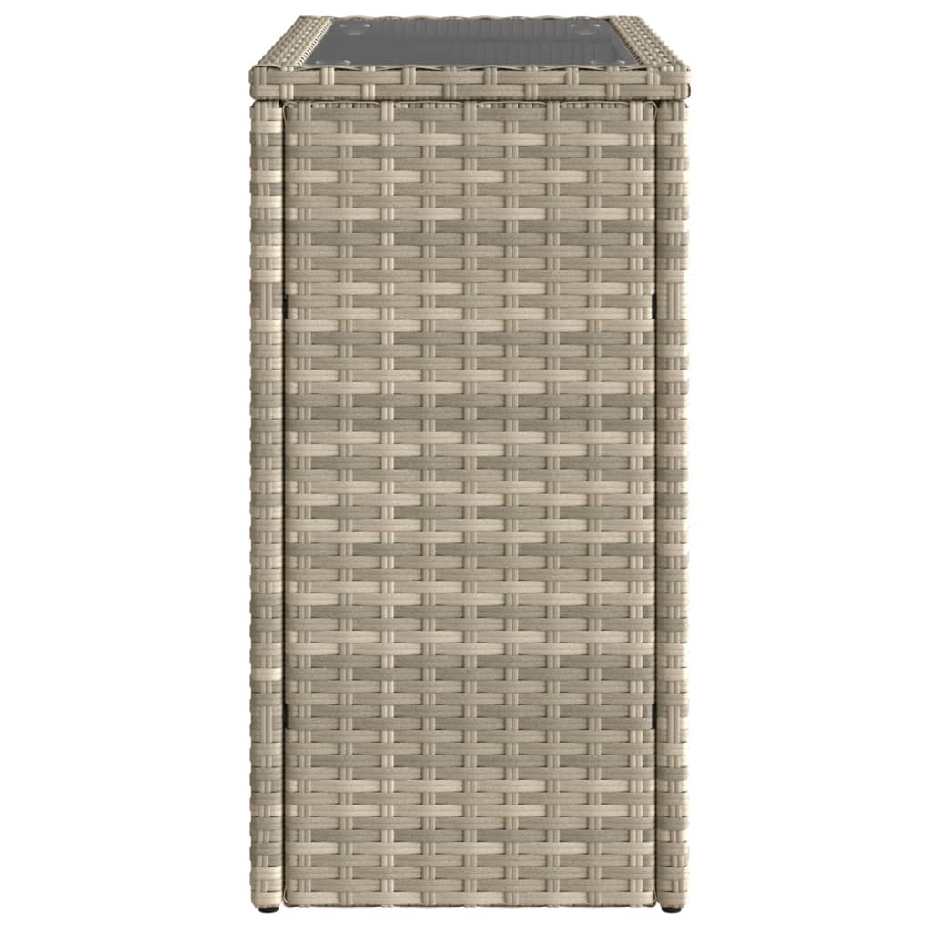 Τραπέζι Κήπου με Γυάλινη Επιφ. Γκρι 58x27,5x55 εκ. Συνθ. Ρατάν