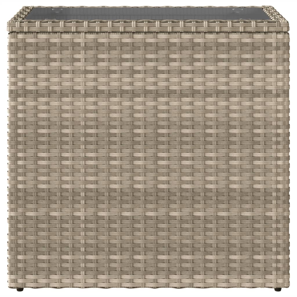 Τραπέζι Κήπου με Γυάλινη Επιφ. Γκρι 58x27,5x55 εκ. Συνθ. Ρατάν