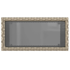 Τραπέζι Κήπου με Γυάλινη Επιφ. Γκρι 58x27,5x55 εκ. Συνθ. Ρατάν