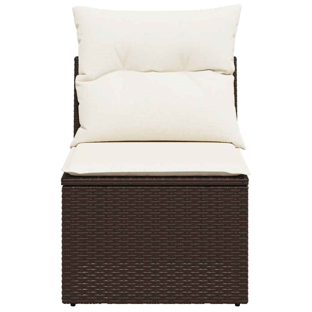 Καρέκλα Κήπου Χωρίς Μπράτσα Καφέ Συνθετικό Ρατάν με Μαξιλάρια - Pakobazaar