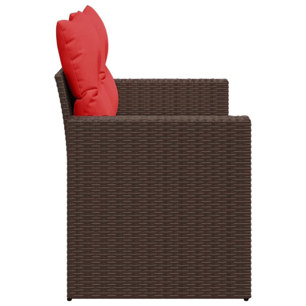 Καναπές Κήπου Διθέσιος με Μαξιλάρια Καφέ από Συνθετικό Ρατάν