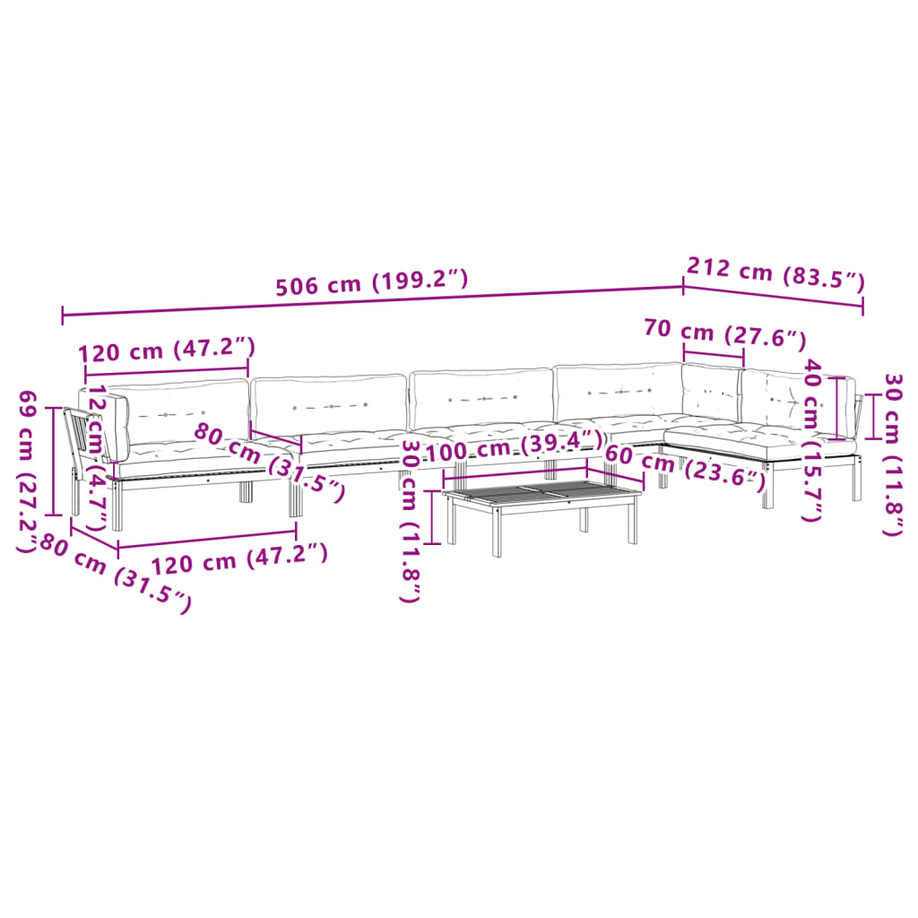 Σαλόνι Κήπου Παλέτας 6 Τεμ. από Μασίφ Ξύλο Ακακίας με Μαξιλάρια