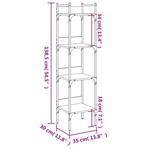 Βιβλιοθήκη 4 Επιπέδων Μαύρη 35 x 30 x 138,5 εκ. Επεξεργ. Ξύλο