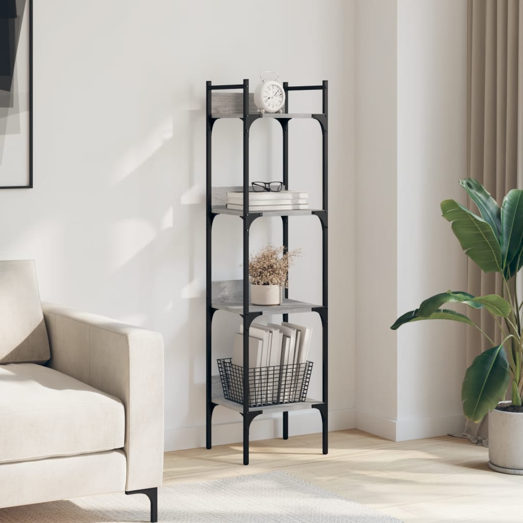 Βιβλιοθήκη 4 Επιπέδων Γκρι Sonoma 35x30x138,5 εκ. Επεξεργ. Ξύλο