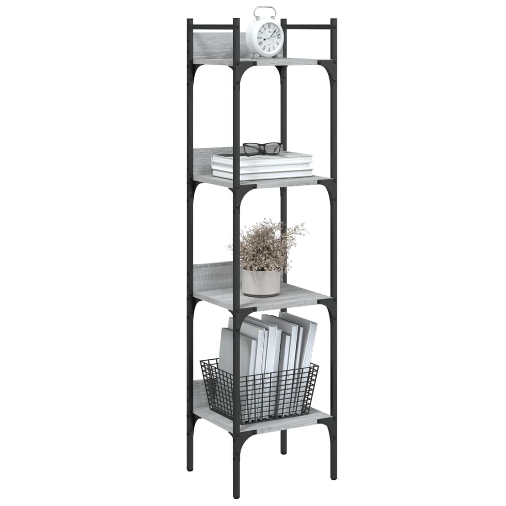 Βιβλιοθήκη 4 Επιπέδων Γκρι Sonoma 35x30x138,5 εκ. Επεξεργ. Ξύλο