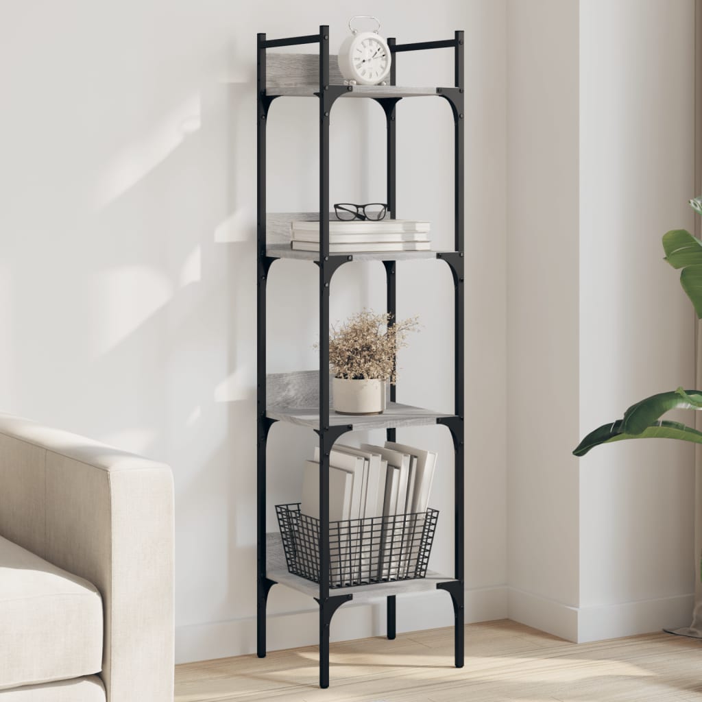 Βιβλιοθήκη 4 Επιπέδων Γκρι Sonoma 35x30x138,5 εκ. Επεξεργ. Ξύλο