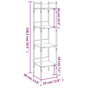 Βιβλιοθήκη 4 Επιπέδων Καφέ Δρυς 35x30x138,5 εκ. Επεξεργ. Ξύλο - Pakobazaar