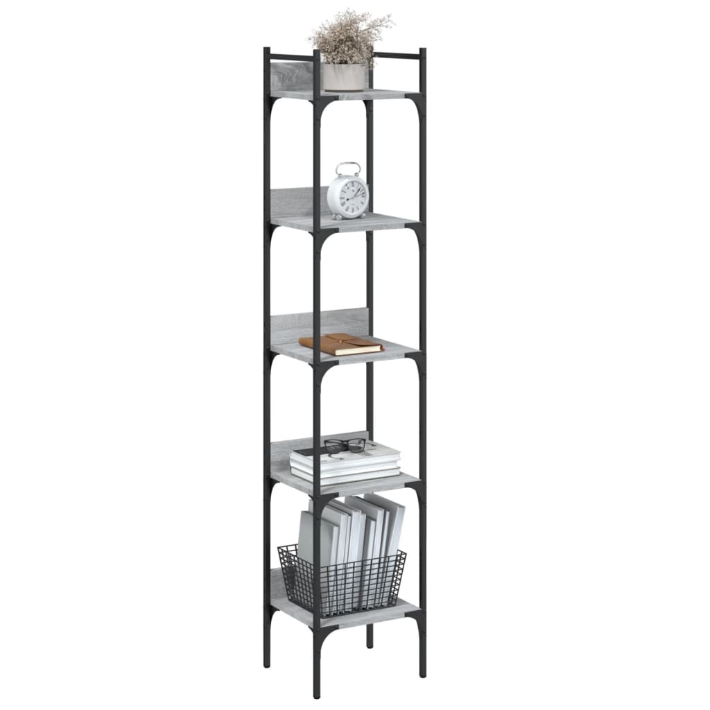 Βιβλιοθήκη 5 Επιπέδων Γκρι Sonoma 35x30x174 εκ. Επεξεργ. Ξύλο - Pakobazaar