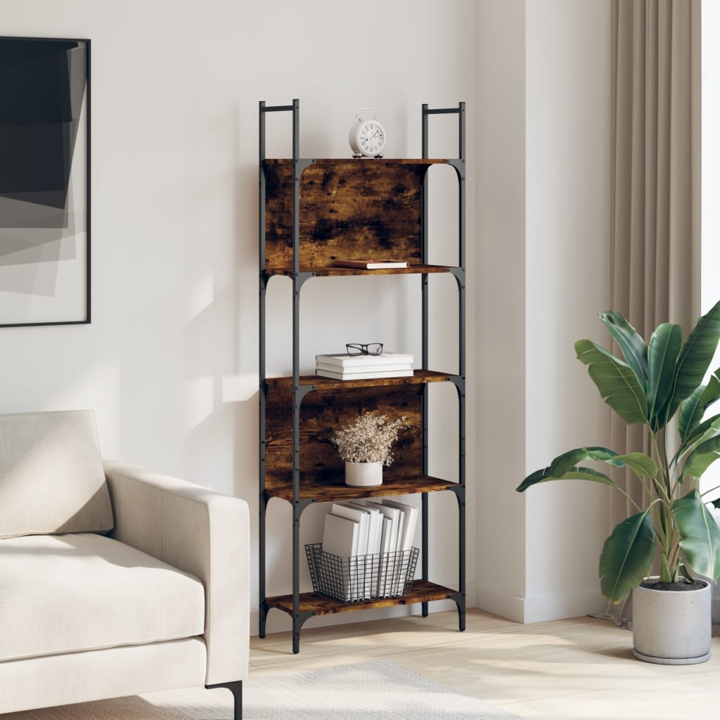 Βιβλιοθήκη 5 Επιπέδων Καπν. Δρυς 60,5x24x166,5εκ. Επεξεργ. Ξύλο